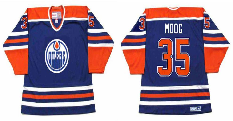 2019 Men Edmonton Oilers #35 Moog Blue CCM NHL jerseys